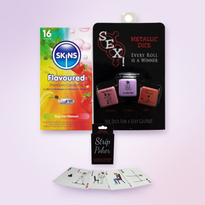 Vtipná darčeková súprava tajný Mikuláš s kartami Strip Poker a kondómami