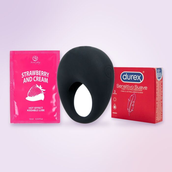 Súprava pre páry s vibračným krúžkom Pretty Love, prezervatívmi a lubrikantom