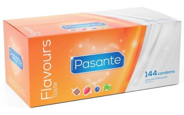 Kondómy Pasante 144 kusov so štyrmi príchuťami