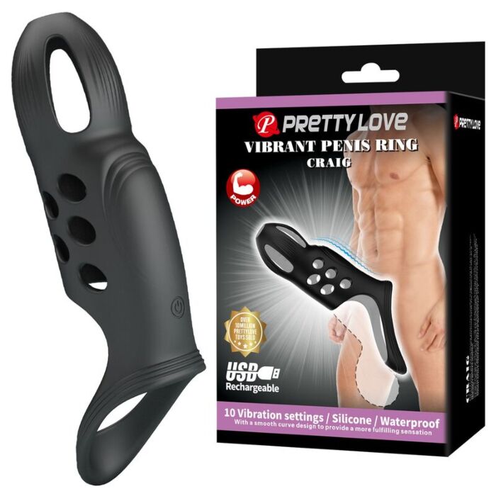 PRETTY LOVE - CRAIG RECHARGEABLE VIBRATING PENIS RING BLACK PRETTY LOVE - CRAIG RECHARGEABLE VIBRATING PENIS RING BLACK
