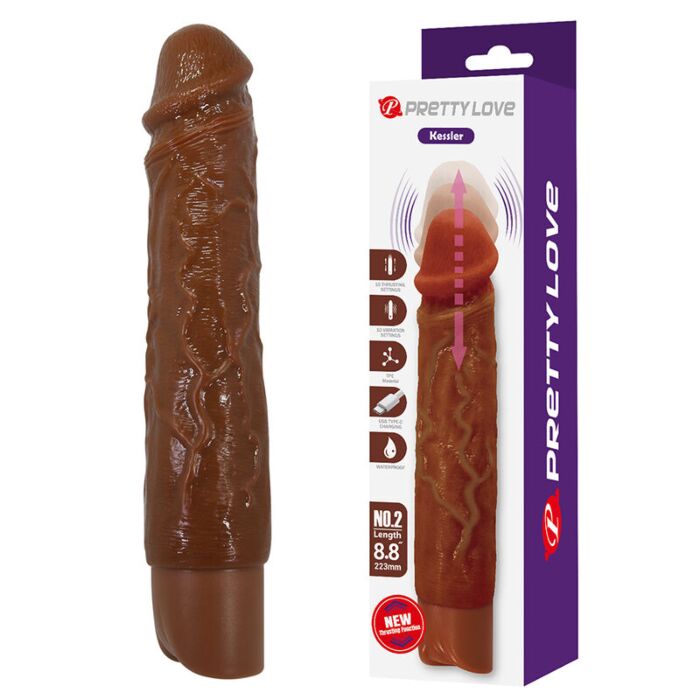 PRETTY LOVE - KESSLER REALISTIC VIBRATING DILDO WITH 10 VIBRATION MODES AND 10 THROWS, 22 CM, BROWN PRETTY LOVE - KESSLER REALISTIC VIBRATING DILDO WITH 10 VIBRATION MODES AND 10 THROWS, 22 CM, BROWN