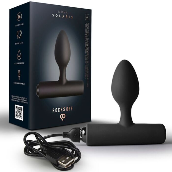 ROCKS-OFF - NOVA SOLARIS RECHARGEABLE SLIM & POWERFUL ANAL PLUG 16 FUNCTION BLACK ROCKS-OFF - NOVA SOLARIS RECHARGEABLE SLIM & POWERFUL ANAL PLUG 16 FUNCTION BLACK