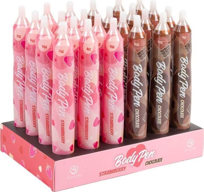 Jedlé perá na telo SECRETPLAY COSMETIC BODY PEN DISPLAY 24 UNITS