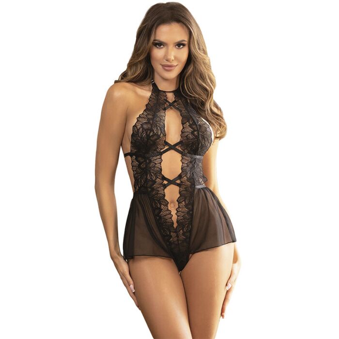 SUBBLIME - TEDDY HALTER NECK BARE BACK LACE BLACK S/M SUBBLIME - TEDDY HALTER NECK BARE BACK LACE BLACK S/M